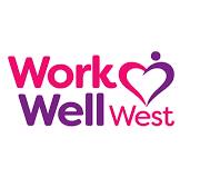 The Work Well West logo features the text "Work" in pink, "Well" in purple, and a purple heart containing a stylized figure icon.
